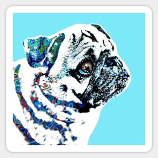 Pug Dog 166 blue Sticker